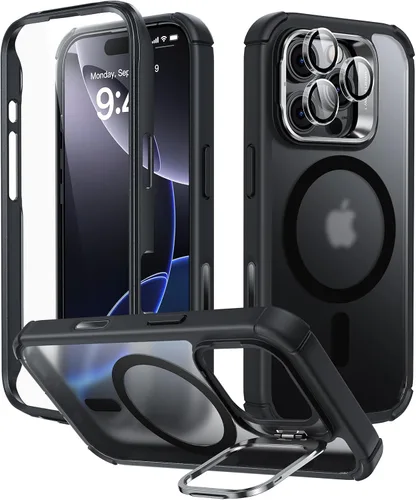 Vista 9 de ESR - Funda completa para iPhone 14 Pro Max, con soporte, MagSafe, a prueba de caídas de grado militar, protector de pantalla incorporado de vidrio