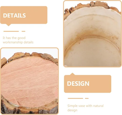 Vista 7 de Cabilock Maceta de madera, maceta rústica pequeña con orificio de drenaje, multiusos para suculentas de interior, 4.7 x 4.7 x 3.9 in