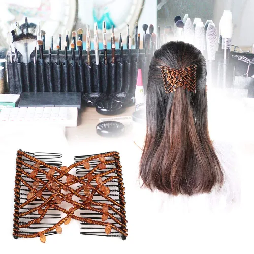 Vista 2 de Pinza para el cabello con perlas, peine elástico, pinzas para el cabello mágicos, peines de pelo perlas, peines elásticos para el cabello, pinzas