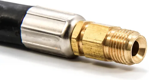 Vista 3 de Llave en T de latón para gas propano Camco, Grifo de propano con manguera de 12,7 cm