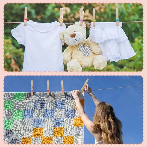 Vista 7 de Simgoing 6 piezas de clips de madera para jugar para niños, kit de construcción de fuertes Montessori y Waldorf, clips de seda gigantes de madera