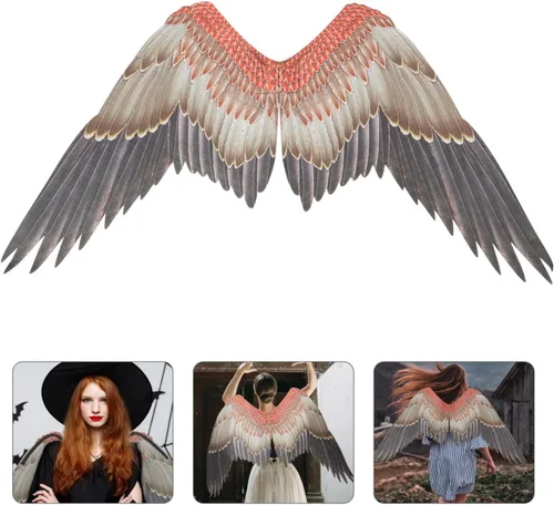 Vista 9 de NUOBESTY Alas de águila para disfraz de pájaro, disfraz de carnaval, para adultos, niños y niñas, Año Nuevo, disfraz de animal, 43.23 x 27.51