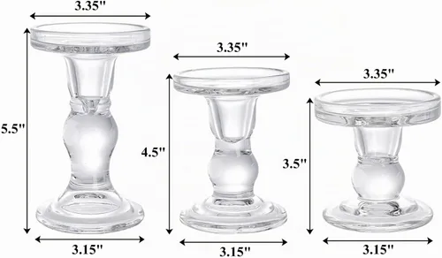 Vista 3 de Okllen Juego de 6 portavelas de cristal, candelabros de cristal transparente para mesa de comedor, centros de mesa de boda, sala de estar