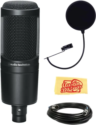 Vista 12 de Audio-Technica AT2005USB - Paquete de micrófono dinámico cardioide USB/XLR con filtro pop, cable XLR y paño de pulido de Austin Bazaar