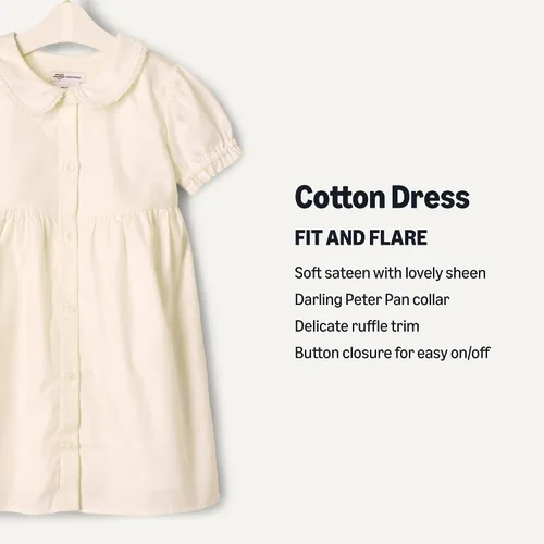 Vista 3 de Tienda Essentials Vestido de satén de algodón con cuello para bebé niña
