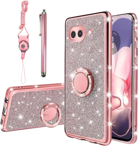Vista 59 de Funda compatible con Google Pixel 6 Pro para mujer, con purpurina, suave, elegante, transparente, TPU de lujo, bonita funda protectora con correa