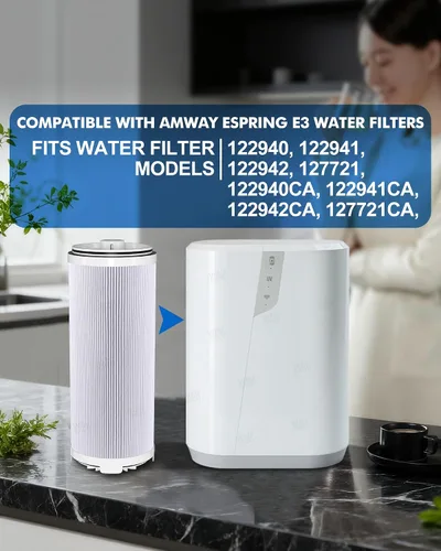 Vista 2 de 122943 Cartucho de repuesto para filtro de agua, filtro de carbono 3 en 1 e3 + prefiltro compatible con el sistema de filtro de agua Amway Espring
