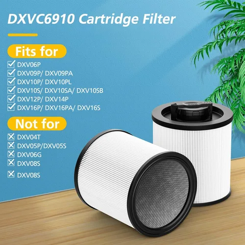 Vista 2 de DXVC6910 - Filtro de cartucho de repuesto compatible con aspiradora DeWalt DXV06P DXV09P DXV10P DXV10PL DXV10SA DXV12P DXV14P DXV16P para aspiradora