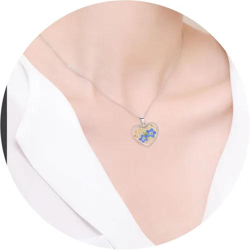 Vista 18 de Collar de flores silvestres prensadas con encaje de Forget-Me-Not y Queen Anne Collar de flores prensadas de oro Collares hechos a mano