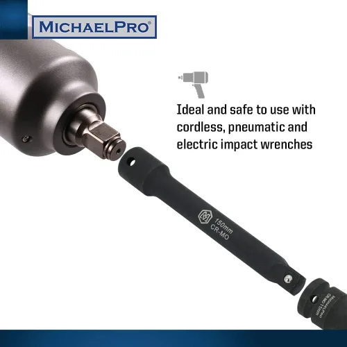 Vista 3 de MichaelPro MP005041 - Juego de barras de extensión de impacto de 1/2 pulgada, extensiones de enchufe de 3 piezas, (3, 6, 8 pulgadas), acero CR-V