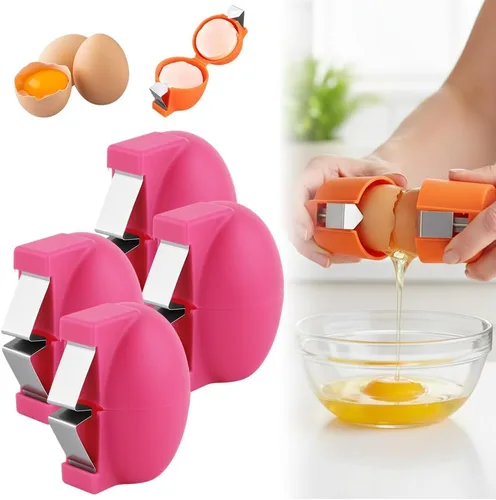 Vista 7 de Abridor de cáscara de huevo, separador de huevos de acero inoxidable para huevos crudos, herramienta de galleta, utensilios de cocina, cortador
