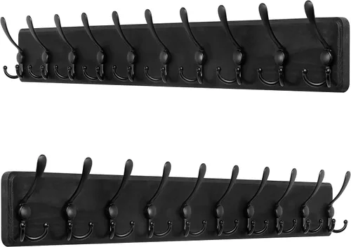 Vista 27 de SKOLOO Perchero de pared montado en la pared de estilo rústico: Perchero de pared de pino de madera auténtica de 40,6 cm de orificio a orificio