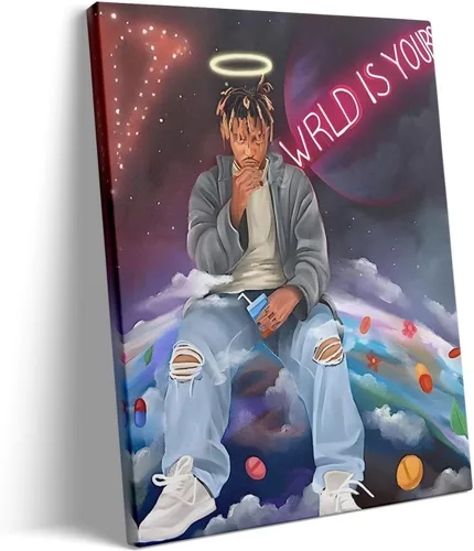 Vista 26 de Juice Wrld - Arte de Lienzo para Pared, Impresión de Póster de Portada de Álbum de Música, Póster de Rapero Cantante Arte Enmarcado, Arte de Lienzo