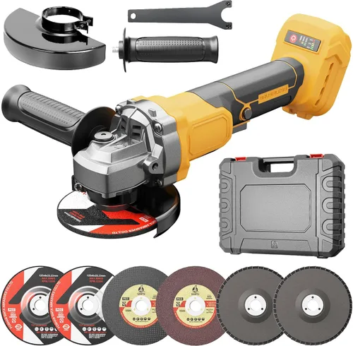 Vista 10 de Amoladora angular inalámbrica, amoladora eléctrica sin escobillas de 4-1/2 pulgadas, compatible con batería DeWalt de 20 V MAX, 3 velocidades, 7000