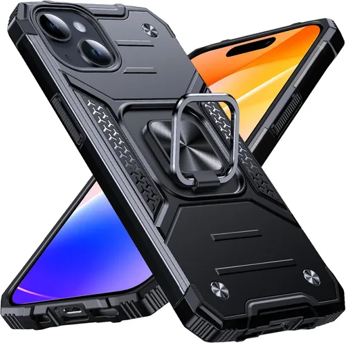Vista 96 de Anqrp Funda resistente para iPhone 6/7/8/SE/SE2 con soporte de anillo mejorado y agarre, grado militar, a prueba de golpes, resistente y robusta