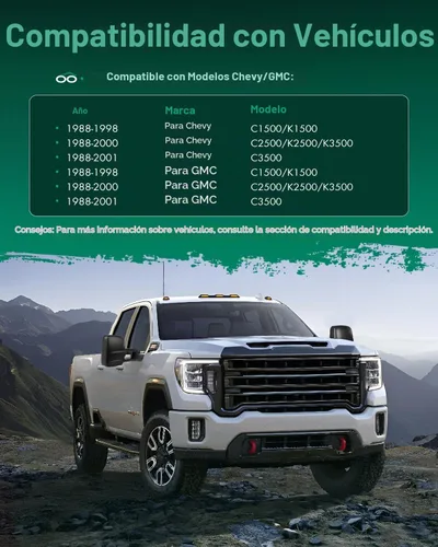Vista 7 de SCITOO Espejos de remolque compatibles con 1988-1998 para Chevy Silverado para GMC Sierra 1500 2500 3500 Pickup Truck Espejos ajustables manualmente