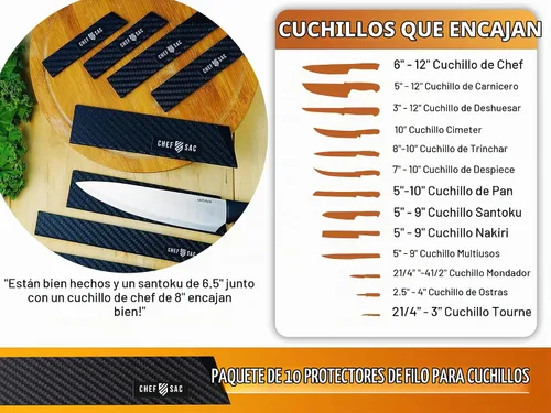 Vista 6 de Chef Sac Protectores de bordes de cuchillo, cubierta universal para cuchillo y protector profesional de cuchillos, protectores de cuchillos