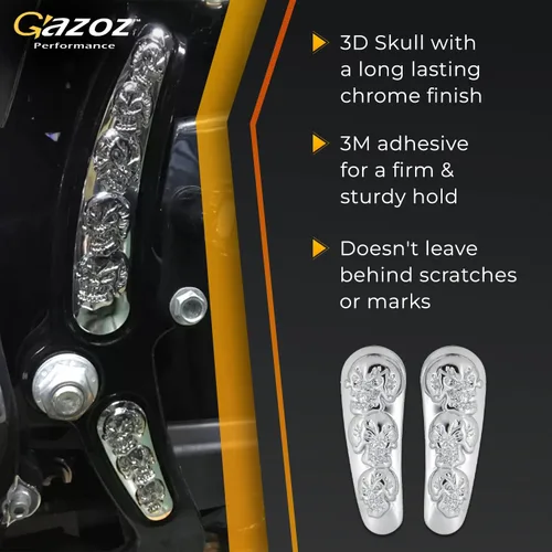 Vista 4 de Inserto de marco de basculante de calavera cromada 3D personalizada 4 piezas para modelos Harley Davidson Softail 2008-2017