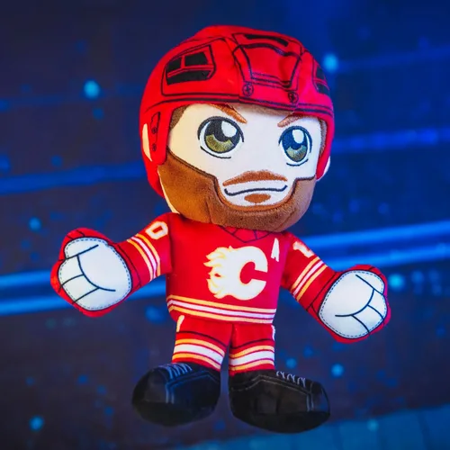 Vista 4 de Bleacher Creatures Calgary Flames Jonathan Huberdeau - Peluche sentado de 8 pulgadas de la NHL Kuricha - Superestrella de la NHL inspirada en Chibi
