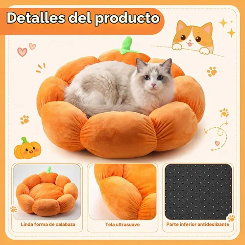 Vista 3 de RattanView Cojín para gatos y mascotas, para gato, calabaza, 20 x 19 x 6
