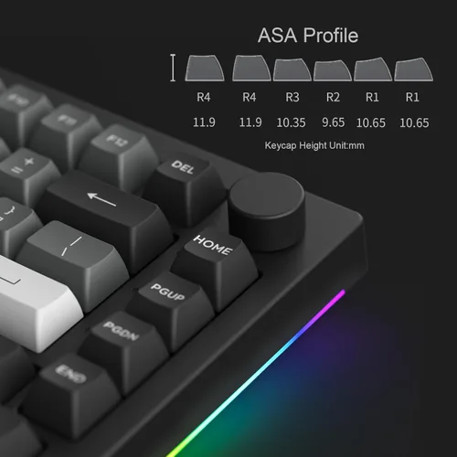 Vista 4 de Akko 5075B Plus Teclado Mecánico 75% RGB Intercambiable en Caliente con Crema de Teclado con Perilla, Tema Negro y Plateado con Teclas PBT de Perfil