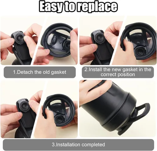 Vista 5 de 8 piezas de repuesto de junta de tapa para botella de licuadora, Strada Flip Shaker Cup Water Bottle Parts Accesorios, anillo de sello de silicona