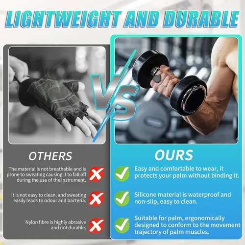Vista 5 de Anti-Slip Workout Grips, Ergonomics Rubber Gym Grips, Weight Lifting Grips for Hand Protection, Workout Gym Gloves for Men and Women Deadlift