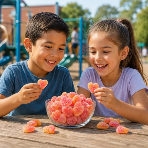 Vista 7 de Fruidles Valentine'S Candy Peach Gummy Hearts Candy, deliciosos sabores de frutas, sabor a fiesta (1 libra)