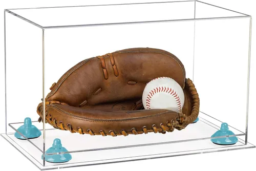 Vista 144 de Better Display Cases Vitrina de guantes de béisbol de acrílico transparente con elevadores negros (A011/V16)