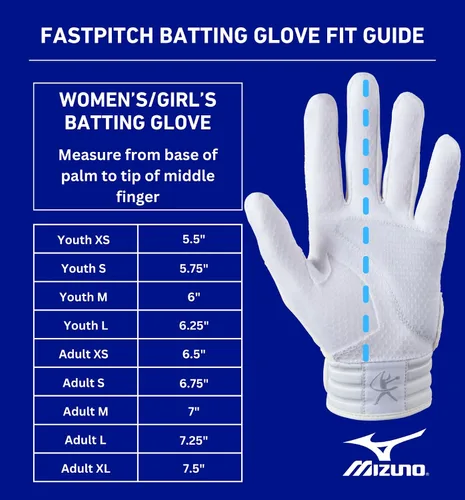 Vista 2 de Mizuno Finch Softball - Guantes de bateo acolchados Par Adulto y joven Palma antideslizante Palma acolchada Parte trasera de malla