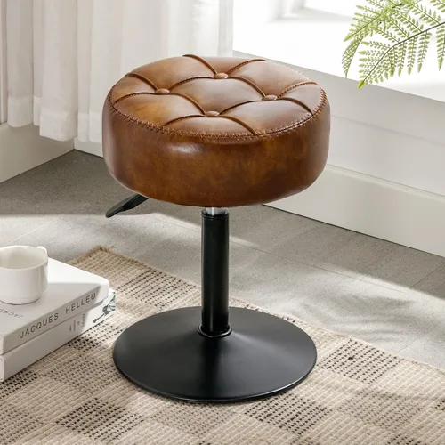 Vista 13 de LUE BONA Taburete de tocador ajustable, silla giratoria de 360° para sala de maquillaje, taburete negro para tocador, pequeños taburetes de tocador