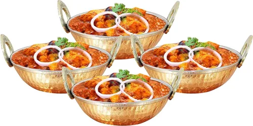 Vista 8 de Karahi de acero inoxidable de alta calidad con fondo de cobre, utensilios multiusos indios, juego de 2 Kadhai, 5 pulgadas