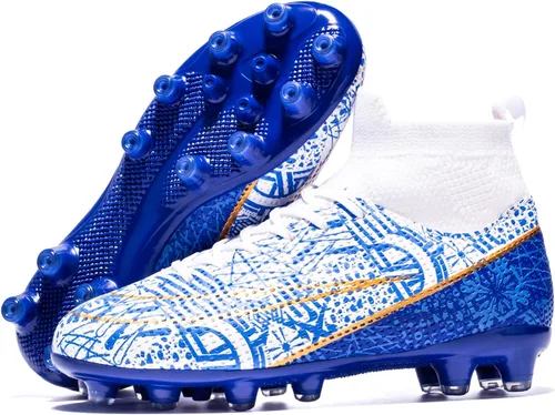 Vista 7 de Boys Girls Soccer Cleats Indoor Soccer Shoes High Top Training Youth Football Cleats Outdoor Soccer Shoes
