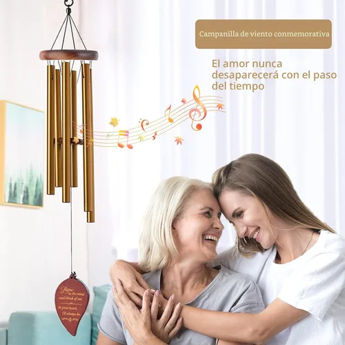 Vista 2 de Soopau Campanillas de viento para exteriores, de madera de 30 pulgadas, campanillas de viento conmemorativas para la pérdida de un ser querido