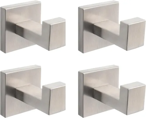 Vista 18 de NearMoon Ganchos cuadrados para toallas de baño -SUS304 de acero inoxidable para colgar batas, ganchos resistentes para baño, sala de estar, hotel