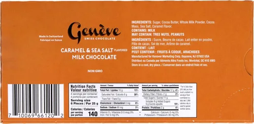 Vista 2 de Geneve Radiance, chocolate con leche con caramelo y sal marina, 3.5 onzas (paquete de 3) Chocolate suizo rico y cremoso Todo natural