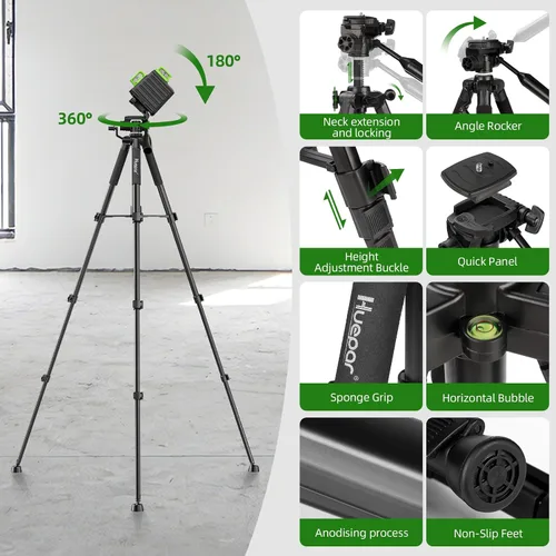 Vista 4 de HUEPAR Nivel láser 360 autonivelante con trípode de 50 pulgadas, nivelador