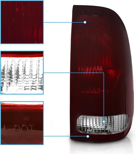 Vista 3 de AmeriLite Juego de lámparas de freno para Ford F-Series F150 F250 F350 SuperDuty color rojo humo estilo fábrica OE conjunto de luces traseras