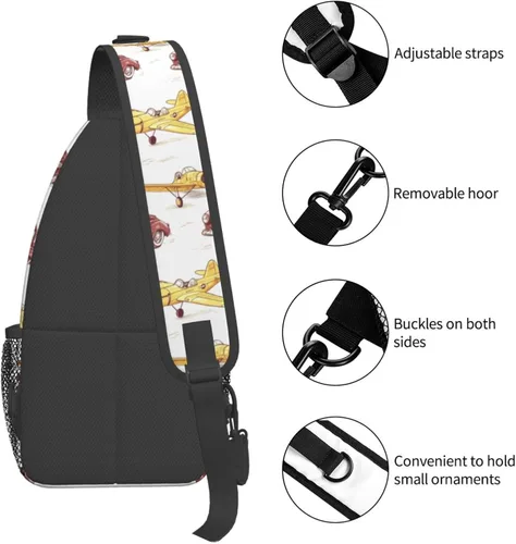 Vista 3 de Small Crossbody Bags for Women Men - Vintage Car Plane Print Adjustable Shoulder Bag Fanny Packs Belt Sling Bag Crossbody Purses Backpack for Travel