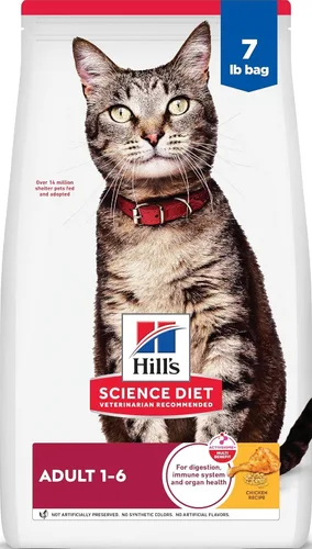 Vista 19 de Hill's Science Diet Alimento seco para gatos adultos 1-6 # 1 recomendado por veterinarios, receta de pollo, 4 libras. Bolsa