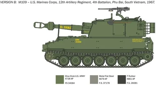 Vista 6 de Italeri -6589 M109 A2/A3/G, Escala 1:35, Kit de Modelo, Modelo de Plástico para Ensamblar, Modelado, Verde, IT6589