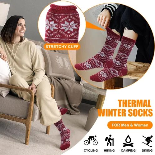 Vista 3 de Sunew - Calcetines deportivos térmicos, cálidos, unisex, gruesos, con aislamiento térmico, para invierno