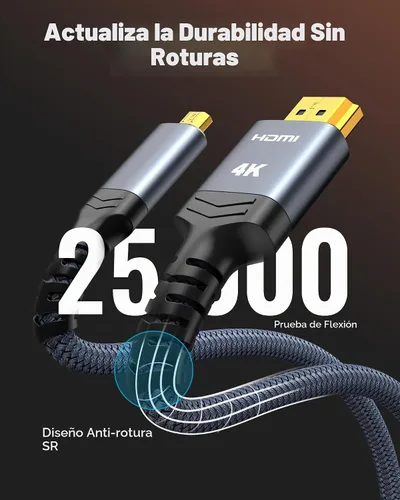 Vista 7 de Highwings - Cable micro HDMI a HDMI 4K de 1 pie, 4K a 60 Hz Gris