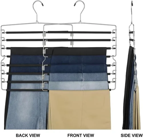 Vista 7 de USTECH Perchas de 8 niveles para pantalones (juego de 2) Percha de columpio de varios niveles con acolchado de espuma y brazo extraíble Perchas