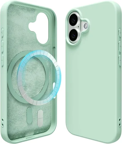 Vista 142 de oakxco Funda de silicona para iPhone 12 Pro Max, magnética, compatible con carga inalámbrica Magsafe, cubierta protectora de goma suave y delgada