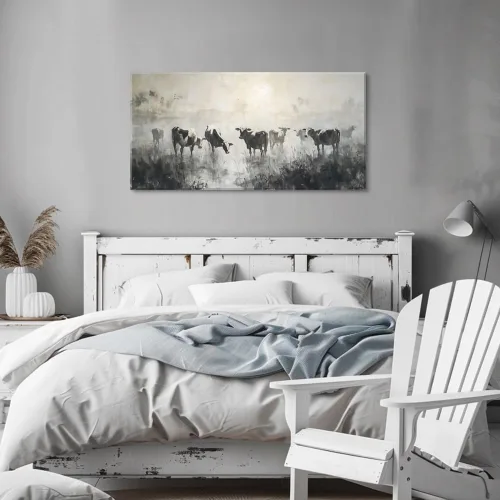 Vista 48 de LASMOND Arte de pared abstracto moderno de árbol para sala de estar, pintura en lienzo en blanco y negro, arte de pared grande de paisaje natural