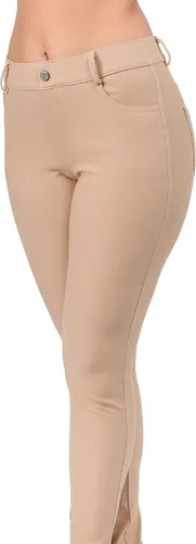 Vista 6 de Ylluo Jean Look - Pantalones de aspecto de jeans para mujer con bolsillos y mezcla de algodón modelos capri y largo completo