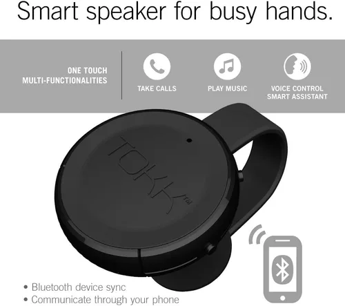 Vista 3 de TOKK Smart Wearable Assistant manos libres Bluetooth altavoz teléfono, negro (TOK-00329)