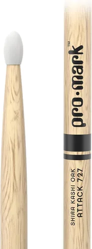 Vista 2 de ProMark Baquetas de batería Classic Attack 727 Shira Kashi Oak Baquetas, punta ovalada de nailon, un par