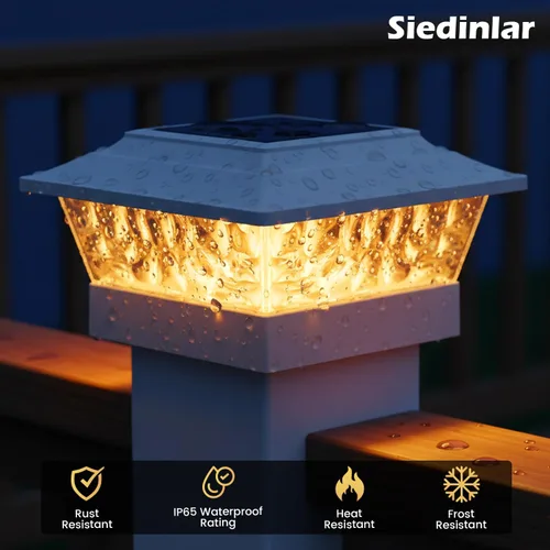 Vista 6 de SIEDiNLAR - Luces solares para poste para exteriores, 4 modos, paquete de 6 Blanco